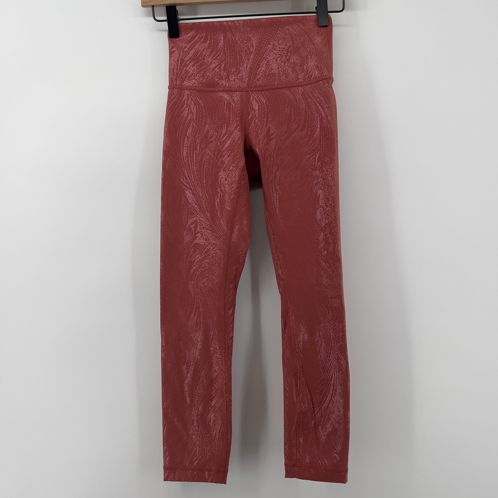 Lululemon Wunder Under High-Rise Crop 23" Shine Cranberry Pink Women‎ 2 Legging
